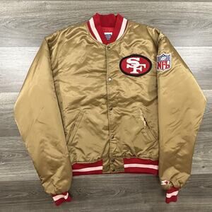 Vintage San Francisco 49ers Jacket Mens Large Satin Bomber Coat Starter 80s USA